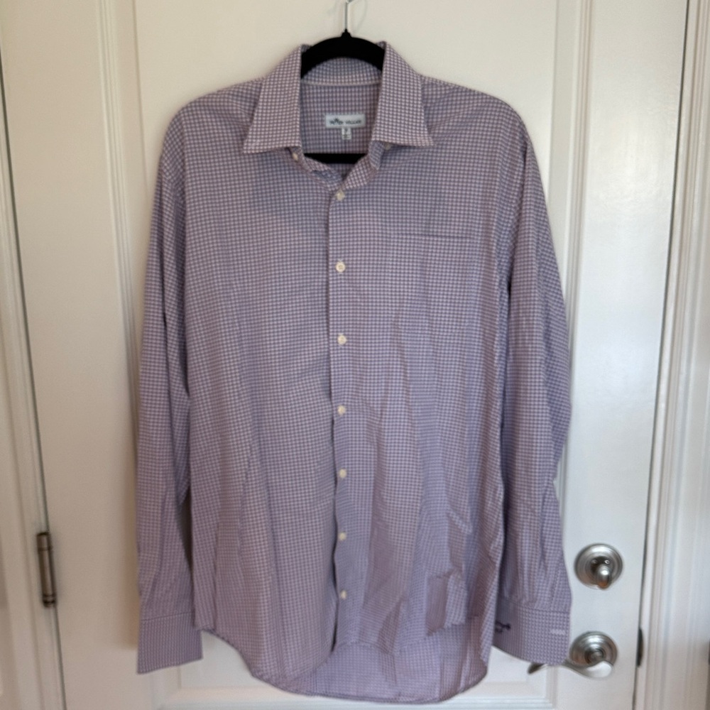 Peter Millar Purple Checkered Button Down Shirt